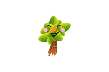a cartoon character holding a carrot in his hand
