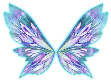 a pair of purple and blue wings