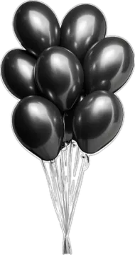 a bunch of black balloons