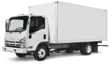 a white truck with a box on the back