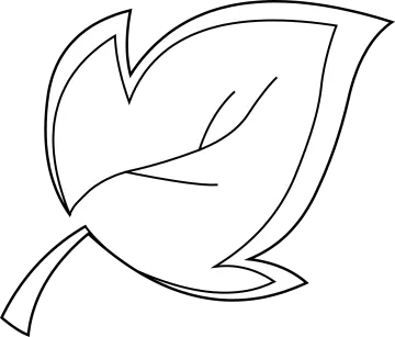 a black and white drawing of a leaf