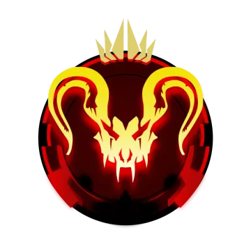 a red and yellow emblem on a white background
