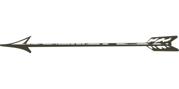 a black and white arrow on a white background