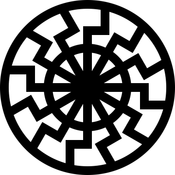 a circular design in black and white