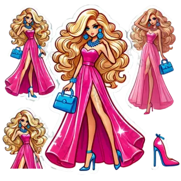 a set of barbie dolls in different poses