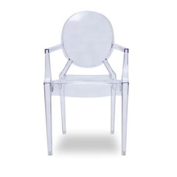 a clear plastic chair on a white background
