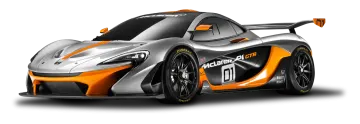 a silver and orange car on a white background