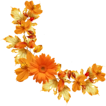an orange and yellow flower garland