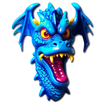 a close up of a blue dragon head
