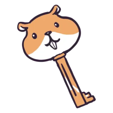 a cartoon dog with a key in its mouth