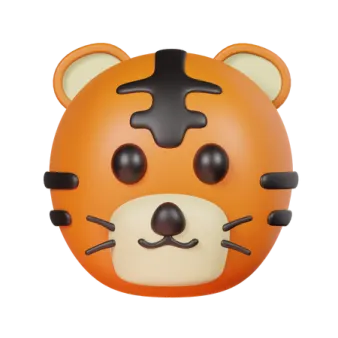 a close up of an orange and black tiger head