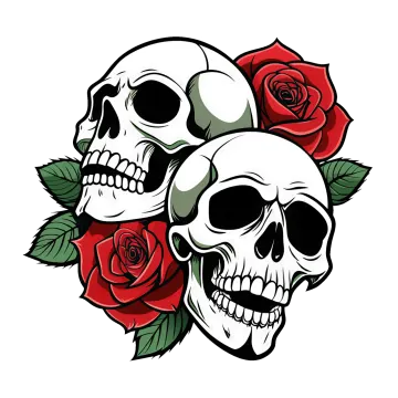 skulls and roses tattoo design