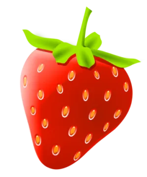a strawberry with a green bow on it