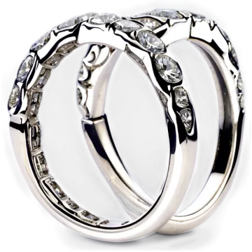 a pair of wedding rings with diamonds