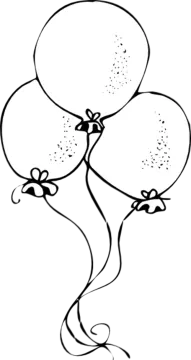 a black and white drawing of balloons