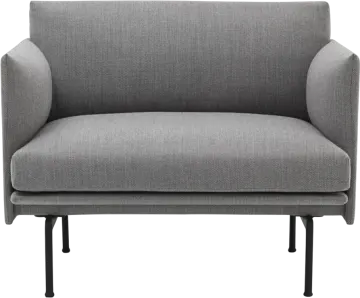 a grey chair with black legs