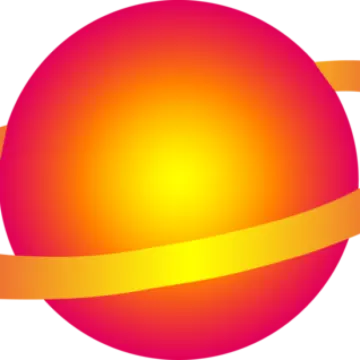 a red ball with a yellow stripe around it