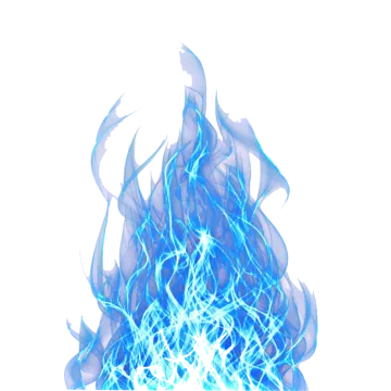 a blue fire on a white background
