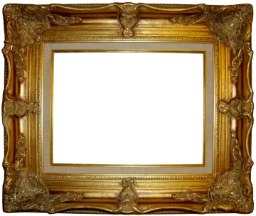 a gold frame on a white background