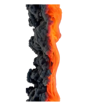 a black and orange fire on a white background