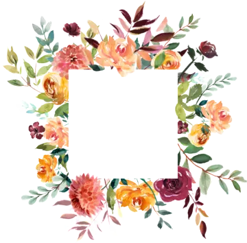 a watercolor floral frame on a white background