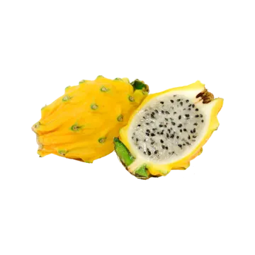 two pieces of fruit on a white background