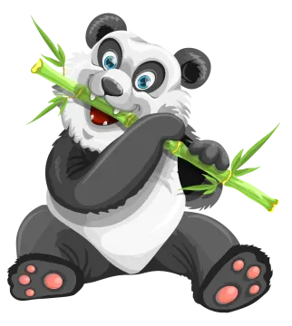 cartoon panda eating bamboo vector