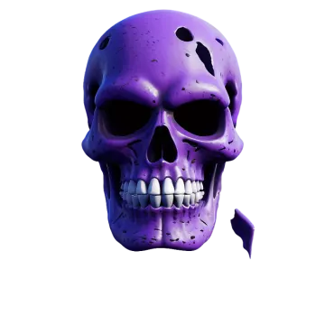 a purple skull on a white background