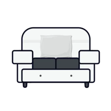 a white couch with pillows on it