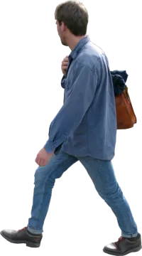 the man is wearing a blue shirt