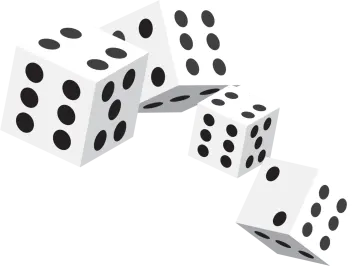 three dice falling from the top