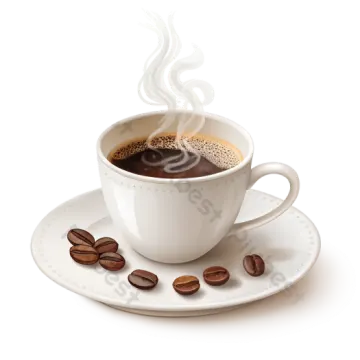 a cup of coffee and beans on a saucer