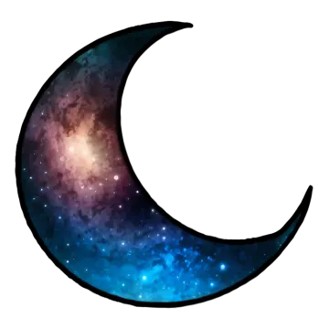 a crescent with stars in the background