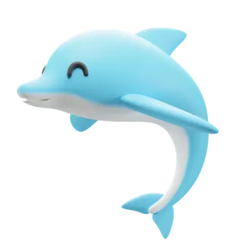a blue dolphin toy on a white background