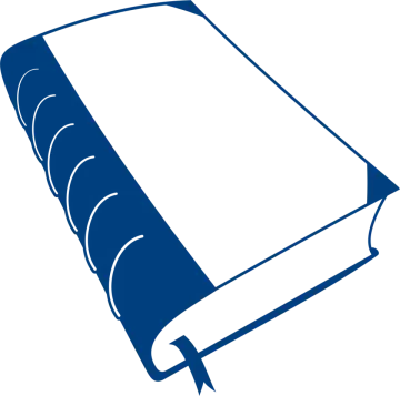 an open book with a blue cover