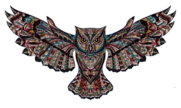 an owl made out of paper and feathers