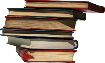 a stack of books on a white background