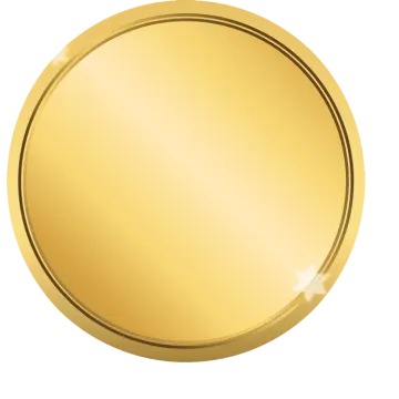 a gold medal on a white background