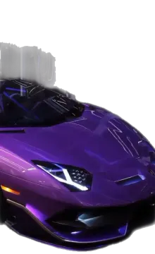 a purple sports car with the hood up