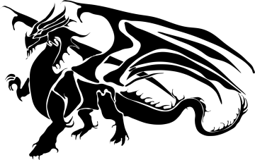 a black and white silhouette of a dragon