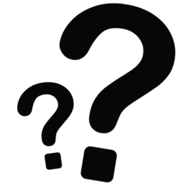 a black question sign with a white background