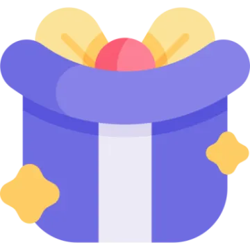 a purple gift box with a red heart inside