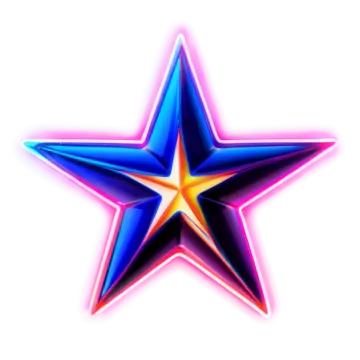 a shiny blue star on a white background