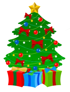 a christmas tree with presents around it