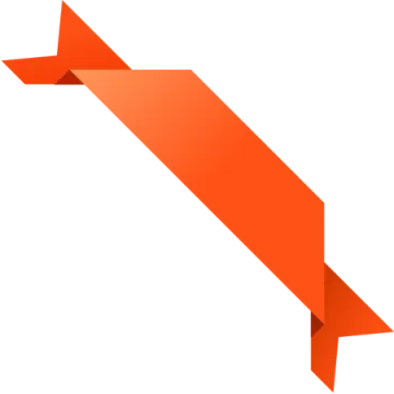 an orange arrow with a white background