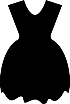 a black and white silhouette of a dress