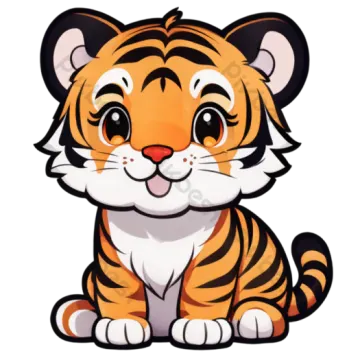 a cartoon tiger sitting on the ground