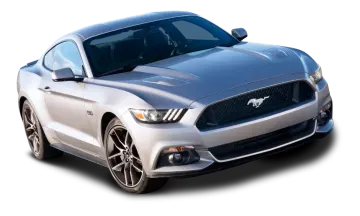 a silver mustang car on a white background