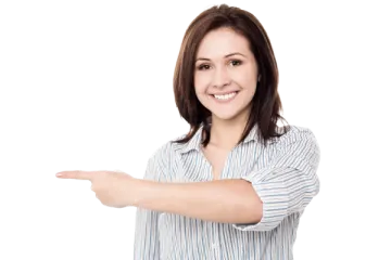 a woman pointing her finger at the camera