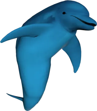 a blue dolphin swimming in the ocean
